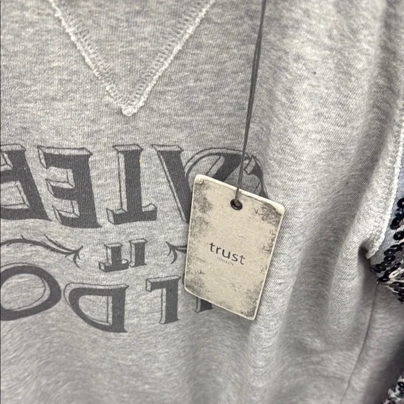 Gray Sequin Sleeve Sweatshirt
